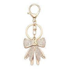 Sparkly Rhinestone Bow Keychain, Cute Butterfly Key Chain, Gold  Letter R