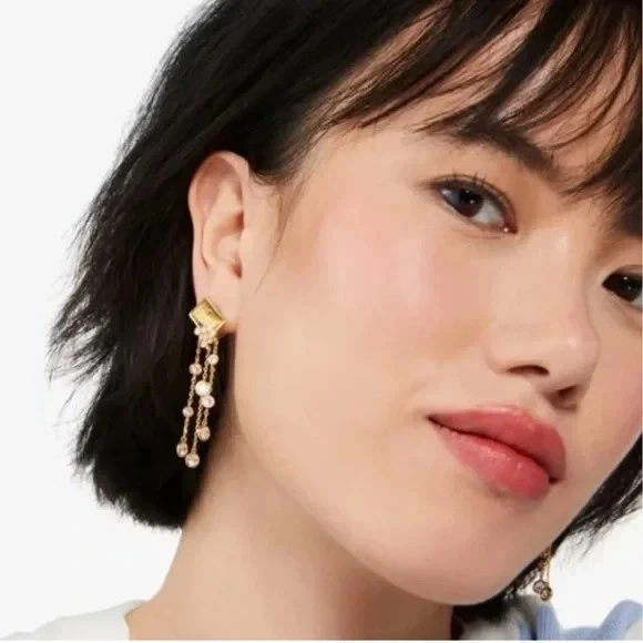 Kate Spade Coffee Break Sugar Packet Statement Earrings, in gold. Retail $129 - Image 2 of 4