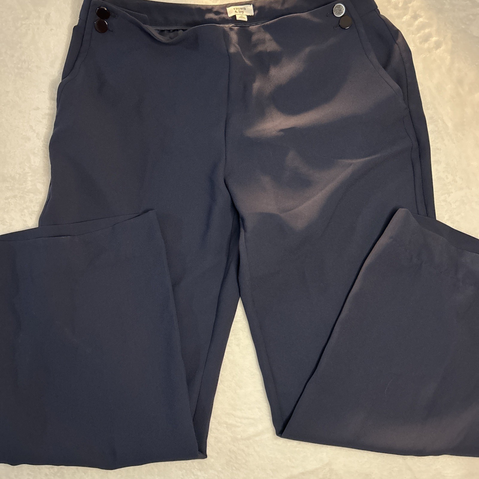 Crown & Ivy Black Women's Pants Button Corners Size 14