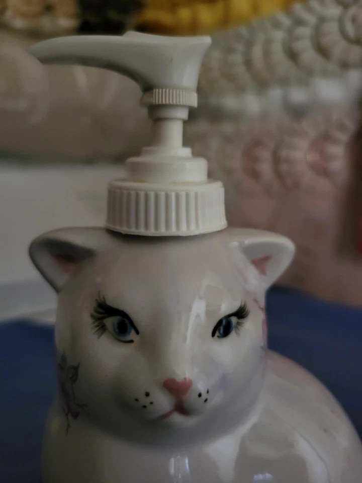 Диспенсер для мыла кошачьего котенка лосьона керамический вишневый цветок цветы - Изображение 4 из 4