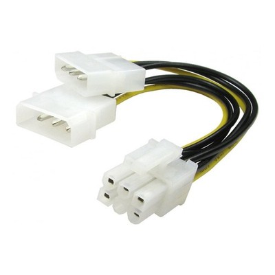 6 Pin PCI Express Power Adapter Cable - Dual Molex to 6-pin PCIe 5''