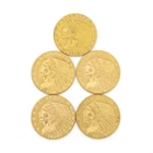 1911-1927 $2.50 Indian Head Quarter Eagle Gold Coins Lot of 5 No Reserve #C743-4