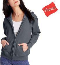 Hanes Womens Ecosmart Full Zip Cotton Blend Fleece Hoodie -GENIUINE NEW SEALED