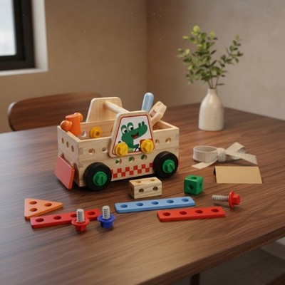 DIY Montage Werkzeug Fahrzeug Frühes Lernen Take-Apart Spielzeug LKW Tragbar mit