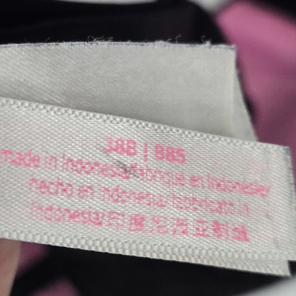 PINK Victoria's Secret Women Bra 38B Black Lace Floral Underwire Push Up - Image 4 of 4