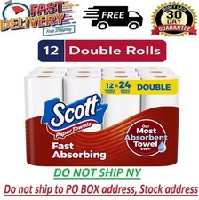 NEW Scott Paper Towels Bulk 24 Regular Rolls 12 Double Rolls White