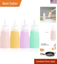 Condiment Squeeze Bottles 12oz Silicone Reusable Leak Proof Set of 4