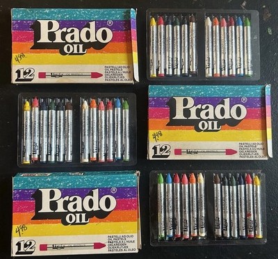 Vintage 1970s Prado Brand (Italy) NOS Artists' Oil Color Pastels, 3 Boxes of 12