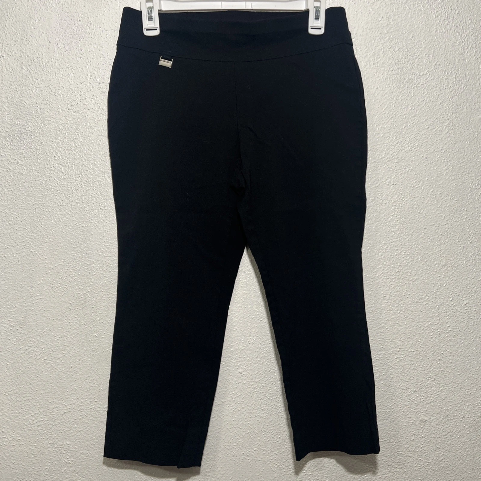 Alfani Women's Tummy Control Pull On Stretch BLACK Capri Pants Size 8P