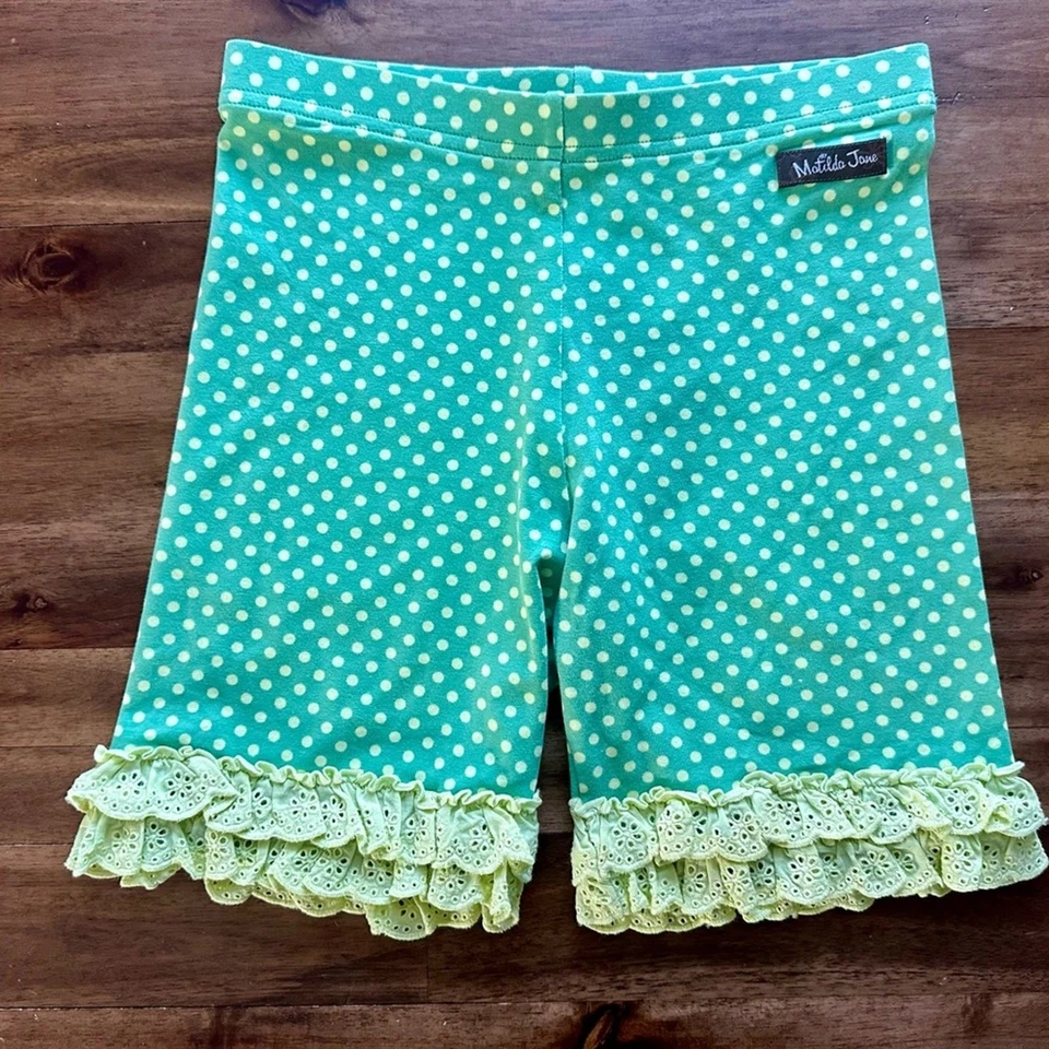 Maglia corta Matilda Jane Camp MJC Cross Country Shortie 12 verde a pois con volant - Immagine 2 di 4