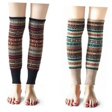 Leg Warmers for Women, Bohemian Cable Knitted Thicker Warm Medium Black,khaki