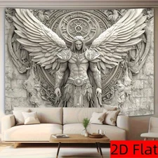 1pc 3D Effect Visual Effect Stone Carving Retro Gorgeous Big Angel Background Cl