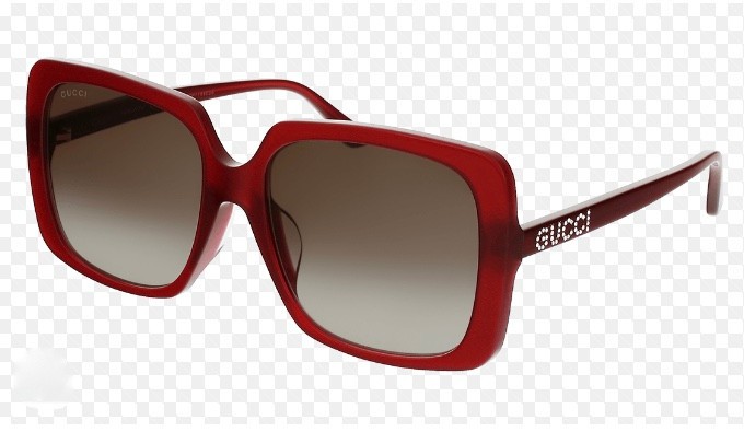 NWT GUCCI Retro Red Transparent 57mm Square W/ Crystal GUCCI  display picture 1