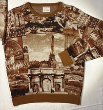 Vintage 100% Acrylic Mcgregor Sweater Effiel Tower Scene Made In USA Large