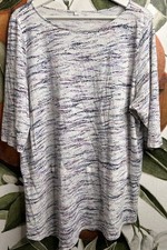 Pure Jill J Jill XL Boatneck White Printed Elbow Sleeve Cotton Modal Blend