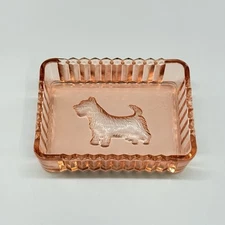 Vintage Jeanette Pink Depression Glass Scottie Dog Candy Soap Trinket Dish