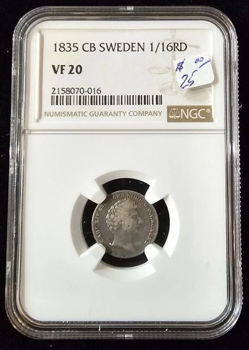 1835 CB SWEDEN 1/16RD NGC VF-20