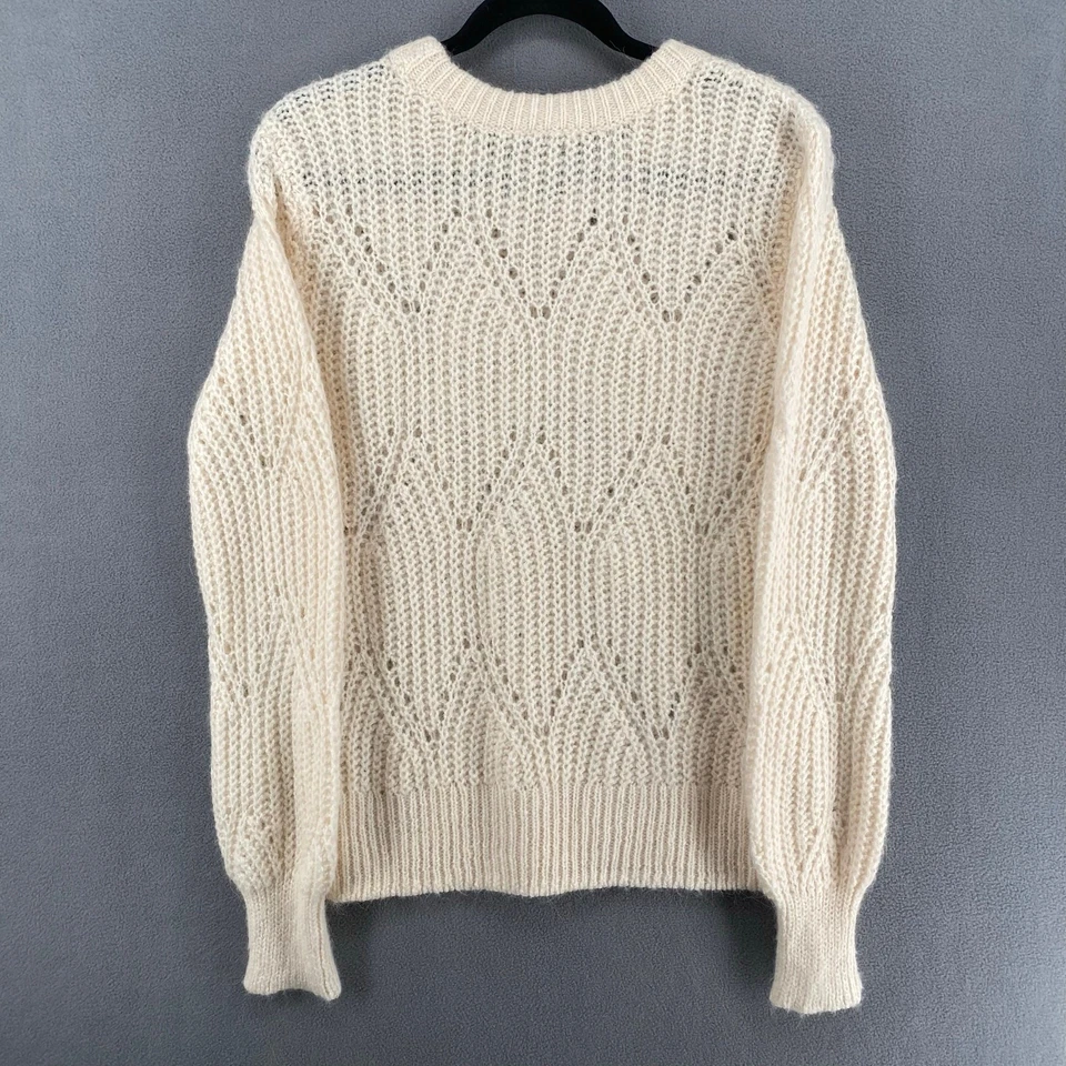 Suéter Pescador Cuello Redondo Abercrombie Fitch Zig Zag Mujer M Lana Crema Alpaca Foto 2 de 4