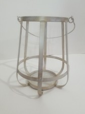 Pillar Whitewash Metal Candle Holder Farmhouse Entryway Decor Lantern