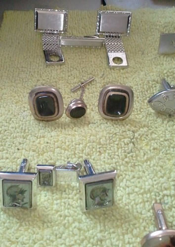 Lot 7 Vintage CUFFLINKS & Tie Clips Sets see photos FREE SHIPPING - Picture 3 of 12