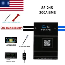 US 8S-24S 200A Battery BMS LCD Display Power Switch Screen Protection Plate lot