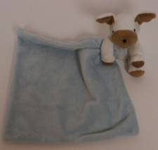 Puppy Blue Lovey Security Blanket Brown White Dog VGUC