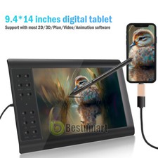 Pressure Sensing Graphic Tablet Drawing Pad W/Battery-free Pen for Tablet/ Phone
