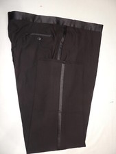 Pronto Uomo men's solid Black flat front formal tuxedo pants trousers 50X32.5