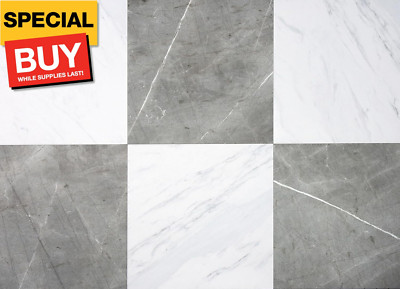 x Chris Loves Julia 12-in by 12-in Bonneville Grey & White Marble Peel & Stick F