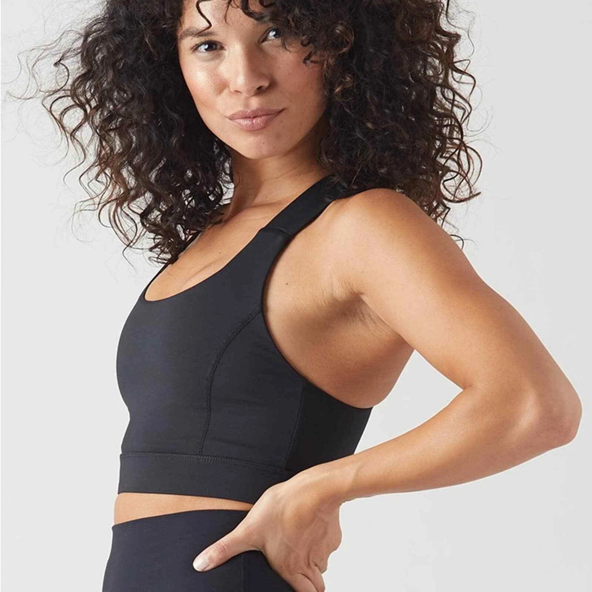Glyder Black Full Force Stash Cross Strap Sports Bra Size Large eBay