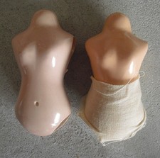 Lot of 2 Vintage 1950s Hard Plastic Girl Doll Torso Bodies 4" Tall