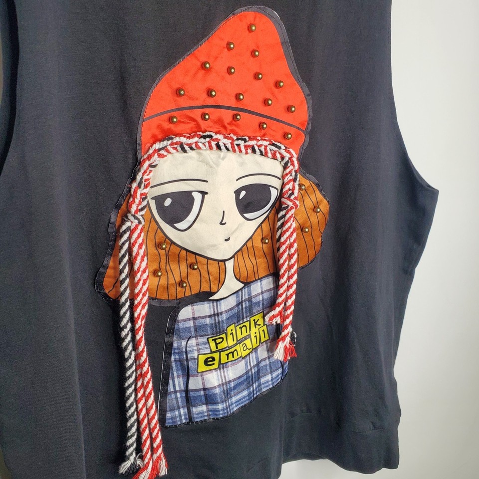 Pastel Womens Emo Girl Pink Email Sleeveless Top Size L Brat Punk