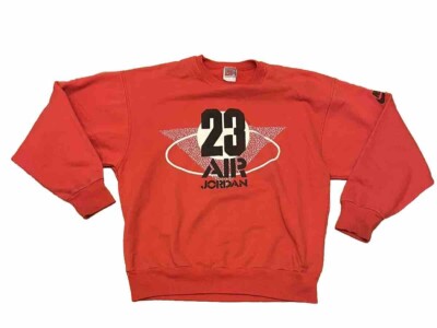 Vintage 1990s Puff Print Nike 23 Air Jordan Red Crewneck Sz M *see Measurements