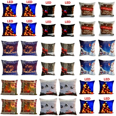 4er Set Kissenbezug Weihnachten Design 4er Pack bereit für Frohe Weihnachten