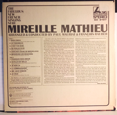 MIREILLE MATHIEU THE FABULOUS NEW FRENCH SINGING STAR ATLANTIC