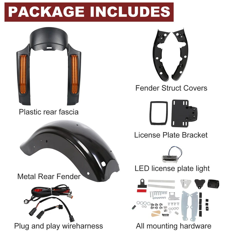 Sistema LED guardabarros trasero apto para Harley Electra Road Street Glide 14-UP CVO estilo Foto 4 de 4