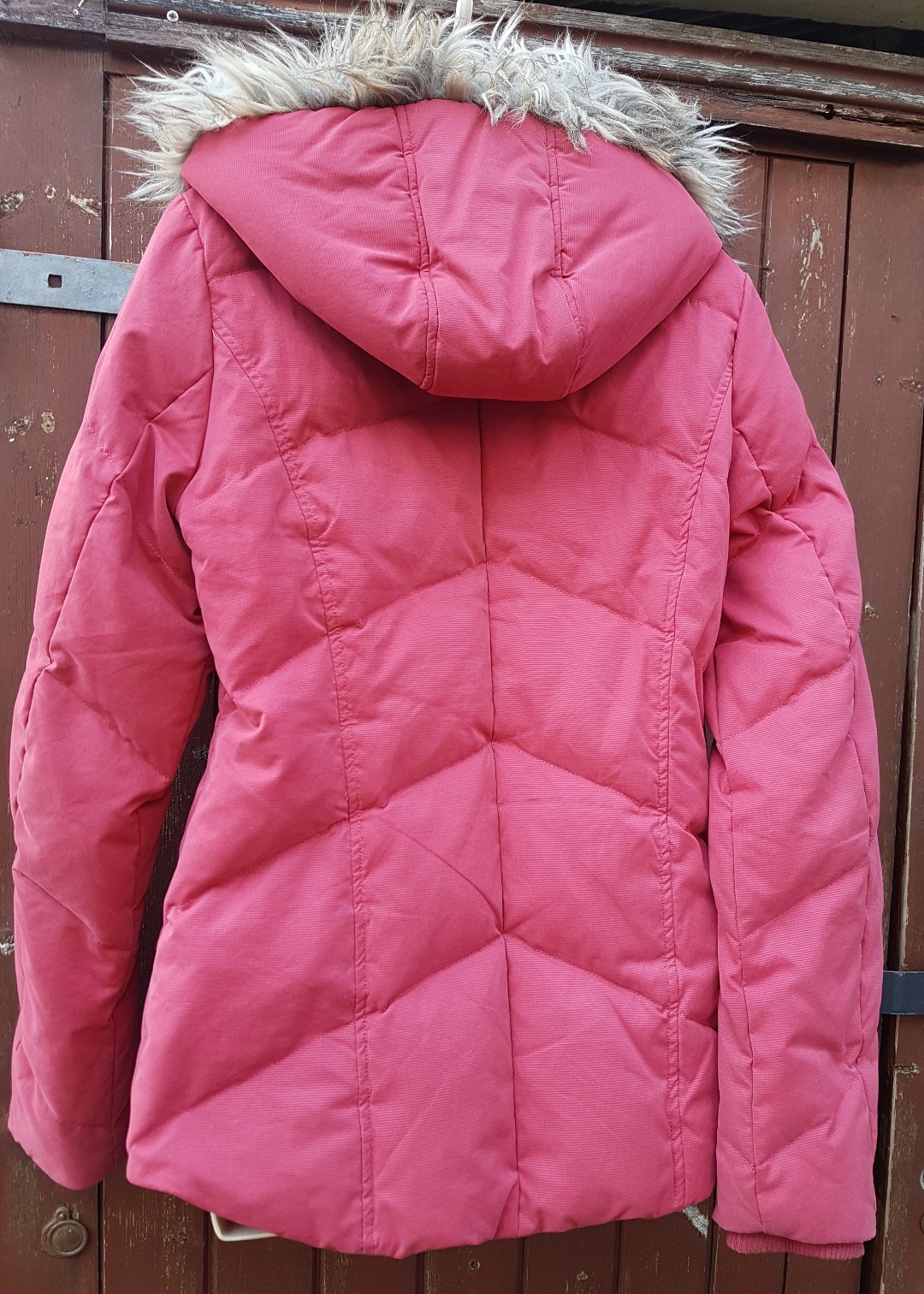 Cosy FAT FACE Red Hooded Jacket/Coat, Faux Fur, Down/Feather Padding, Size 12 image 7