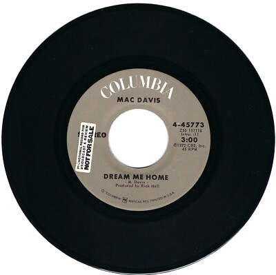 Mac Davis 45 RPM - Dream Me Home / Spread Your Love On Me - Columbia VG+ Country