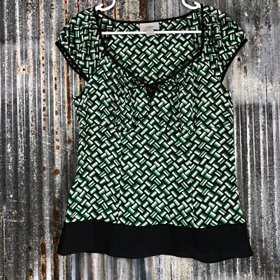 Y2K Babydoll Top Womens Small 6 Green Black Alice Cullen Secretary Side Zip  Sexy | eBay
