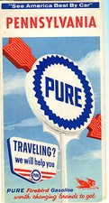 1964 Pure Oil Pennsylvania Vintage Road Map