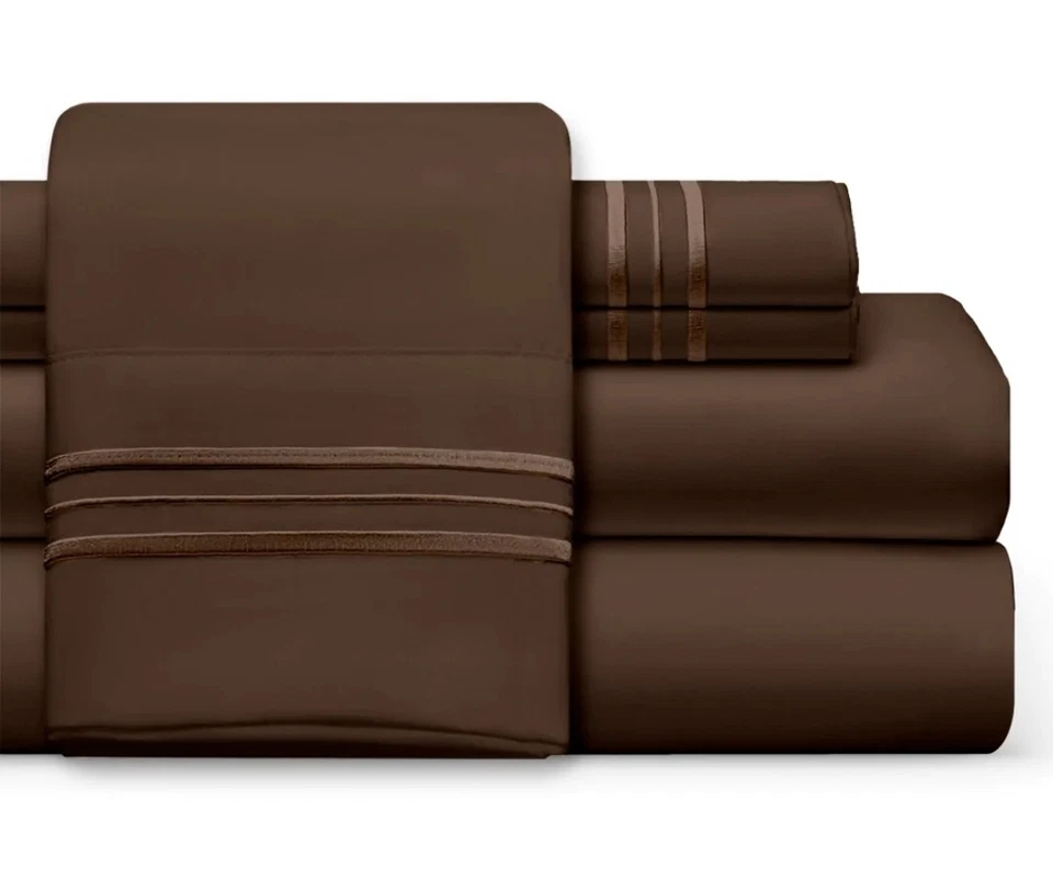 Conjunto de lençóis Homecrest luxo egípcio conforto 6 peças bolsos profundos tamanho completo - Imagem 4 de 4