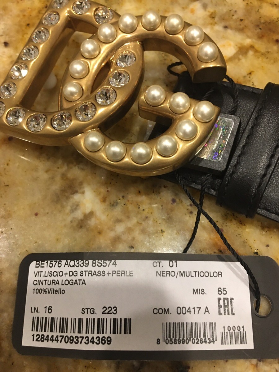 Dolce Gabbana Swarovski Crystal & Pearl Black Women Belt | eBay display picture 1