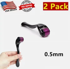 2 Pack of 0.5mm 540 Titanium Microneedle Scar Facial Derma Roller Dermaroller