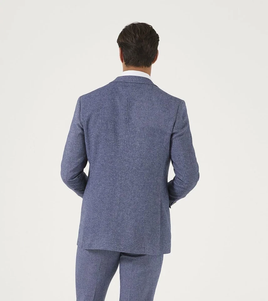 Skopes Hombre Jude Chaqueta Espiguilla en Azul 34A 62 Corto A Long - Imagen 4 de 4