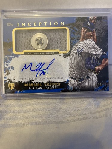 Miguel Yajure 2021 Topps Inception Blue Rookie Button Patch Auto /6