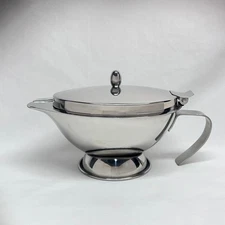 Gravy - Syrup - Sauce Server Pancakes Glossy Stainless Steel 4" W x 9" L x 4" H