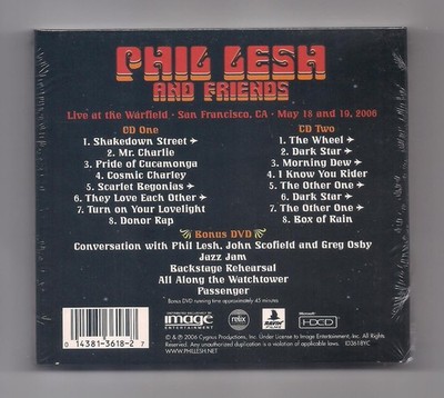 PHIL LESH and FRIENDS - Live at the Warfield SEALED 2CD + DVD set