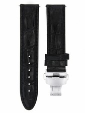 22MM LEATHER WATCH STRAP BAND CLASP FOR TAG HEUER CARRERA MONACO FORMULA 1 BLACK