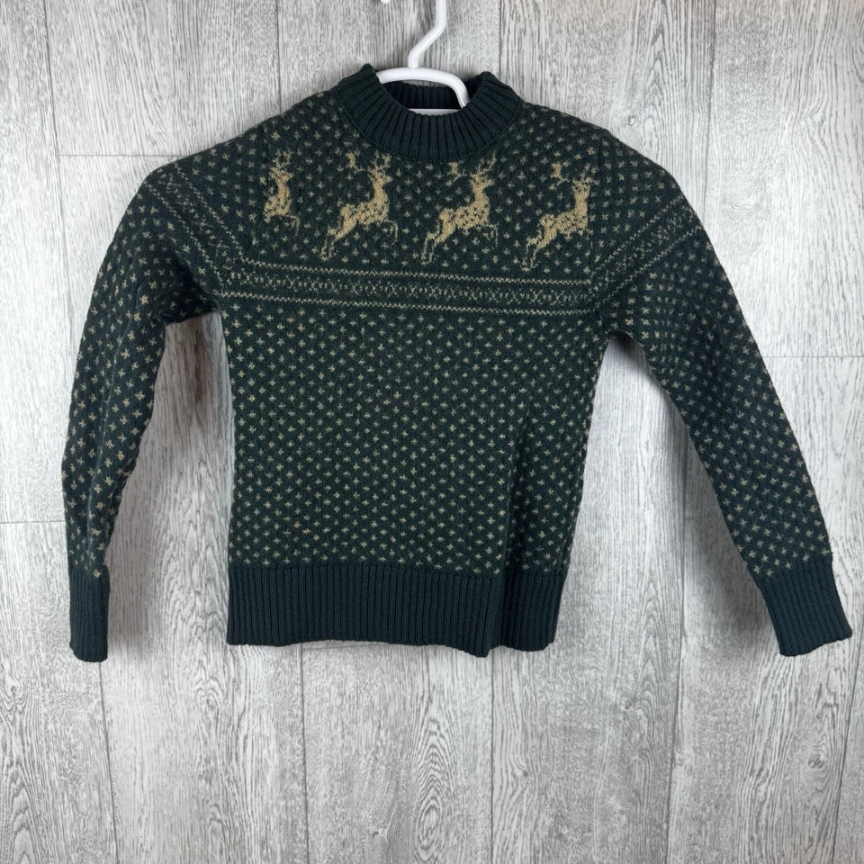Suéter de Colección Bar Harbor 100% Lana Tejido Navidad Niños Pequeño Reno Pullover Foto 2 de 4