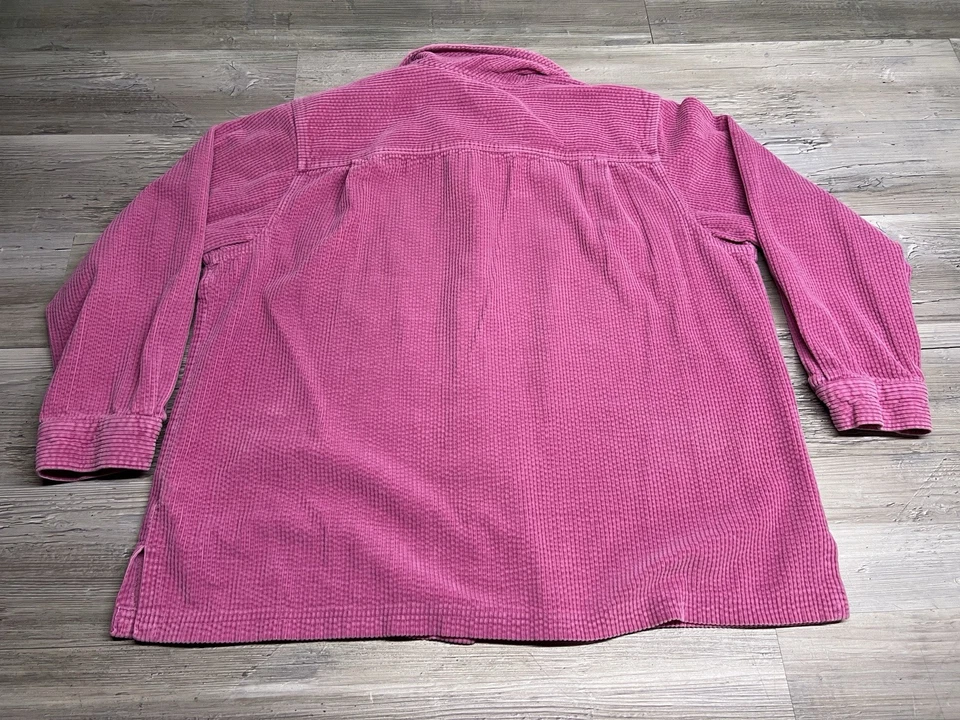 Vintage LL Bean Womens Wide Whale Pink Corduroy Button Up Long Sleeve Shirt XL - Image 2 of 4